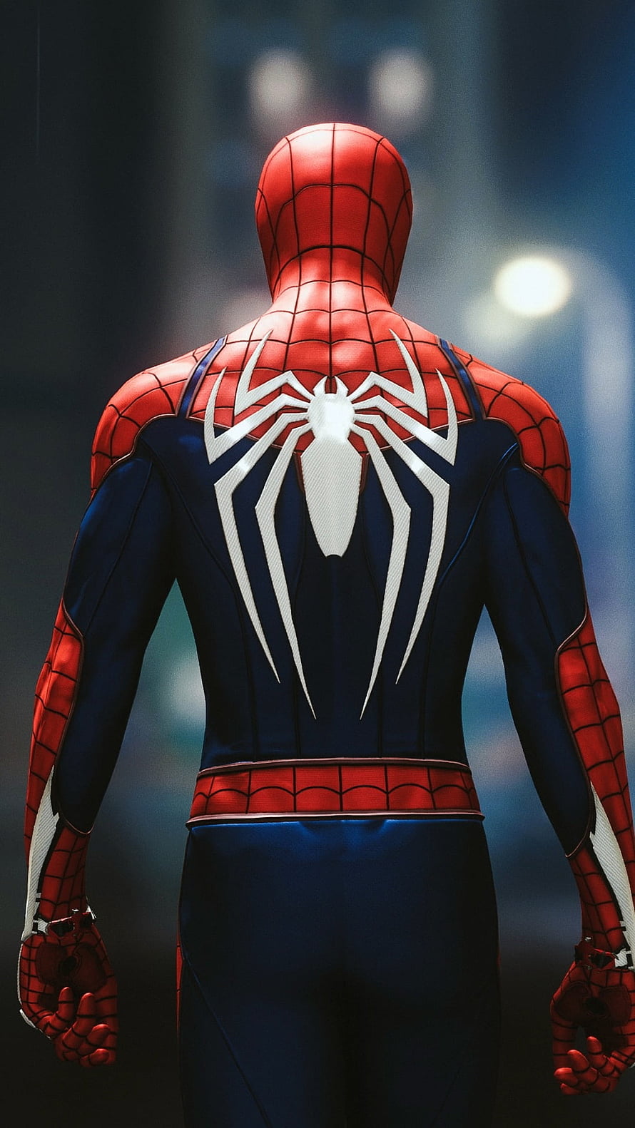 Spider-Man Rear View in Classic Red and Blue Suit with White Spider Emblem, Spiderman, Superhero HD phone wallpaper
