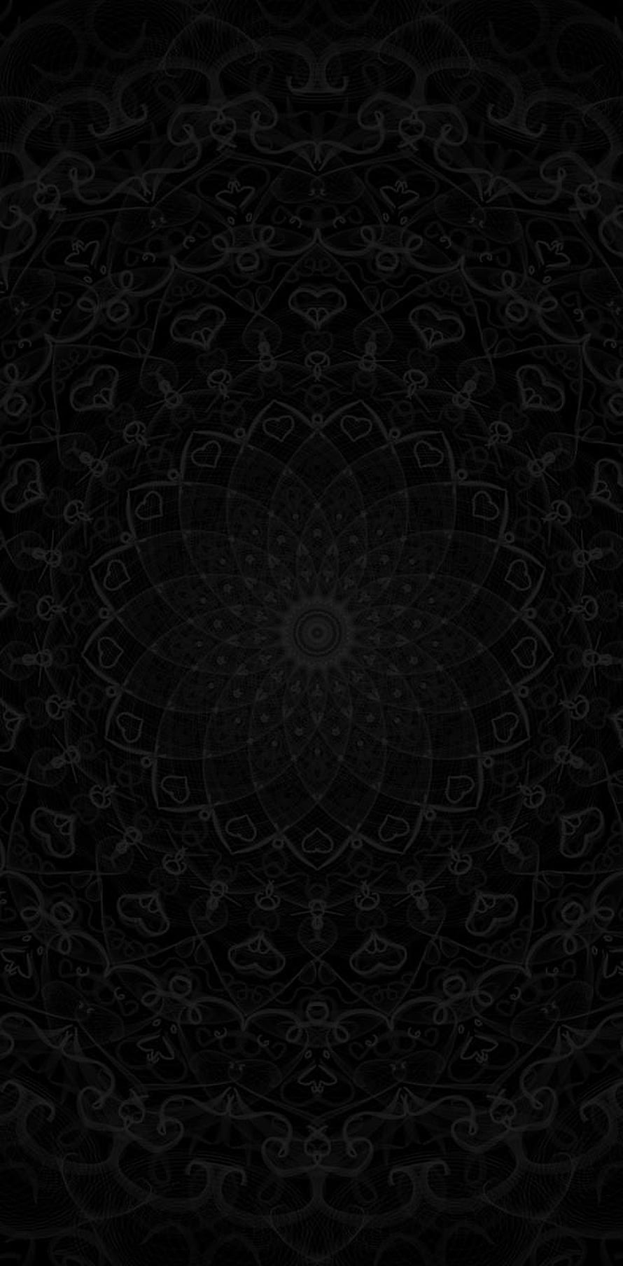 Intricate Black Mandala Pattern with Symmetrical Floral and Geometric Ornamentation HD phone wallpaper