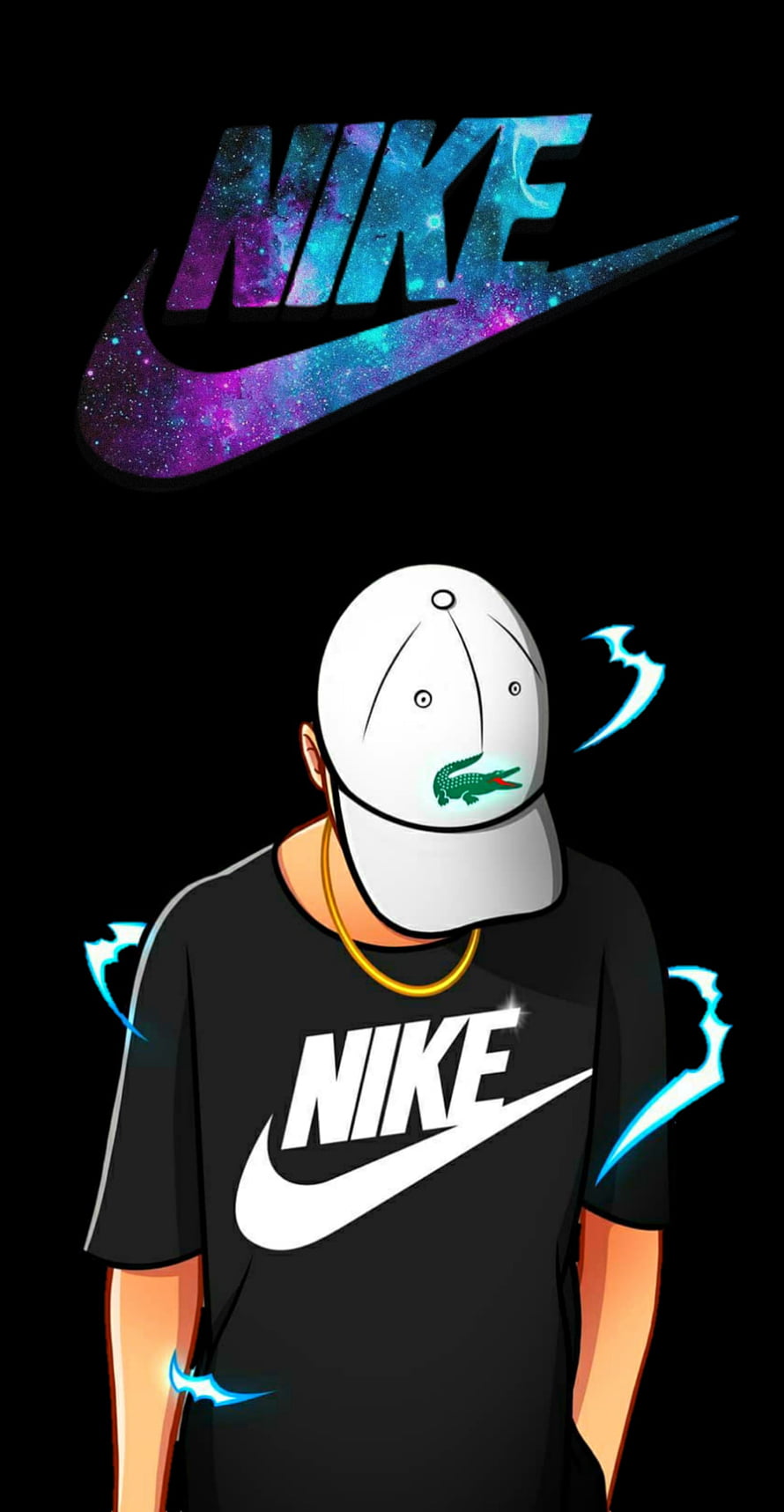 Stylized Nike Streetwear Illustration With Galaxy Logo And Crocodile Cap HD phone wallpaper