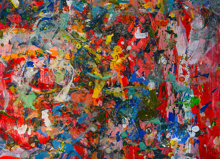 Vibrant Abstract Expressionist Painting with Thick Impasto Texture and Bold Color Splashes HD wallpaper