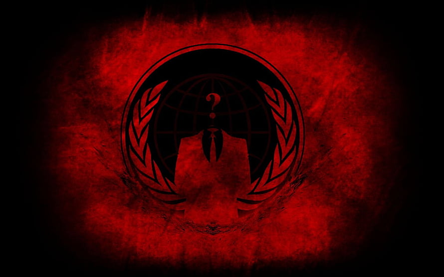 Anonymous Group Emblem With Question Mark Silhouette on Dark Red Grunge Background HD wallpaper