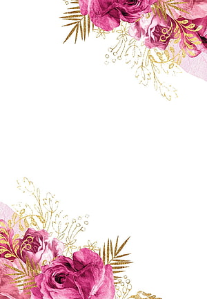 Elegant Pink and Gold Floral Corner Frame with Watercolor Roses and Botanical Accents HD phone wallpaper