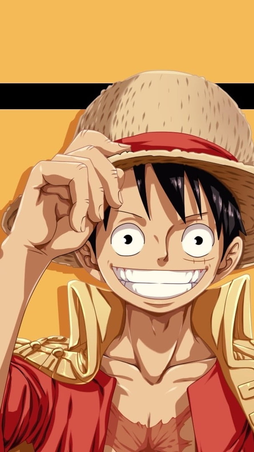Monkey D. Luffy Smiling Portrait in Straw Hat and Red Shirt HD phone wallpaper