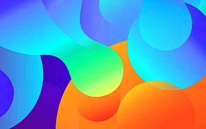 Vibrant Abstract Geometric Shapes in Blue, Orange, and Green Gradient HD wallpaper