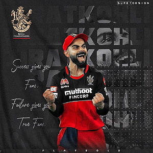 Virat Kohli in Royal Challengers Bangalore Jersey with Motivational Quote HD phone wallpaper