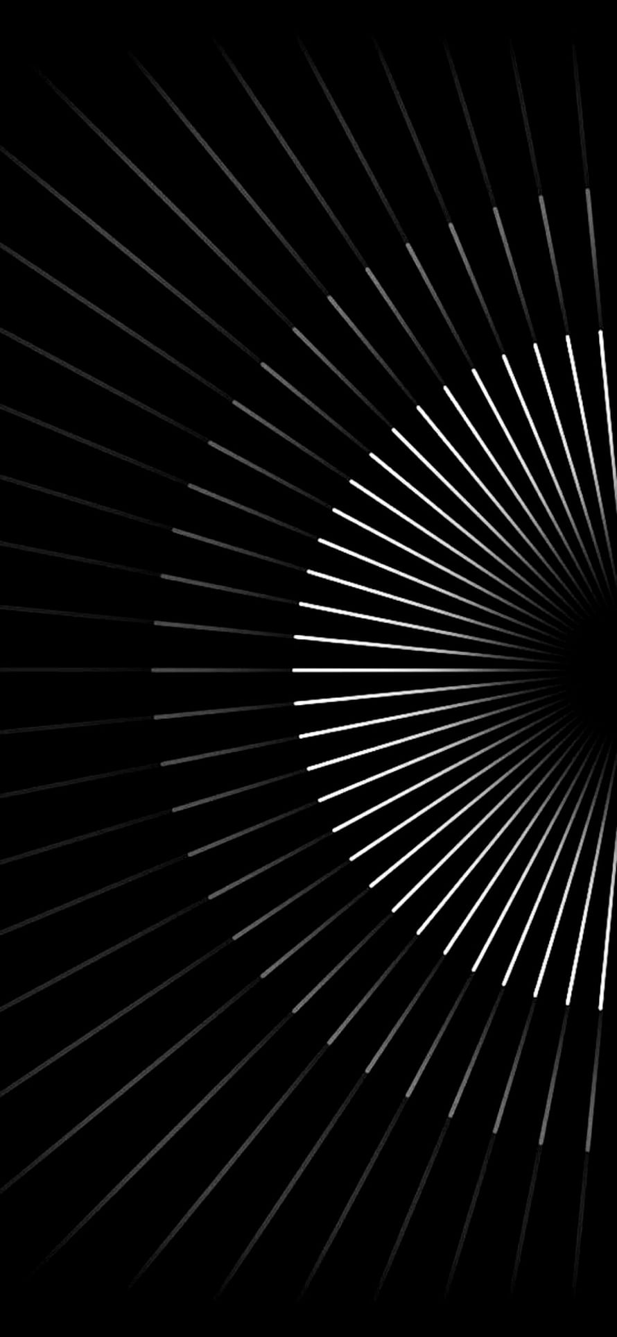 Minimalist Black OLED Radial Line Art with White Light Streaks HD phone wallpaper