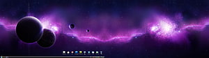 Purple Nebula and Dark Planets in Deep Space HD wallpaper