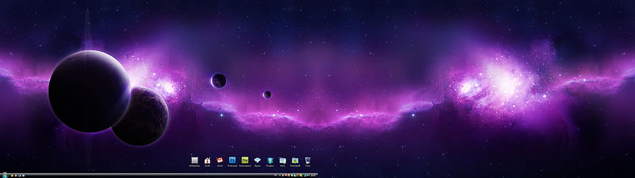 Purple Nebula and Dark Planets in Deep Space HD wallpaper