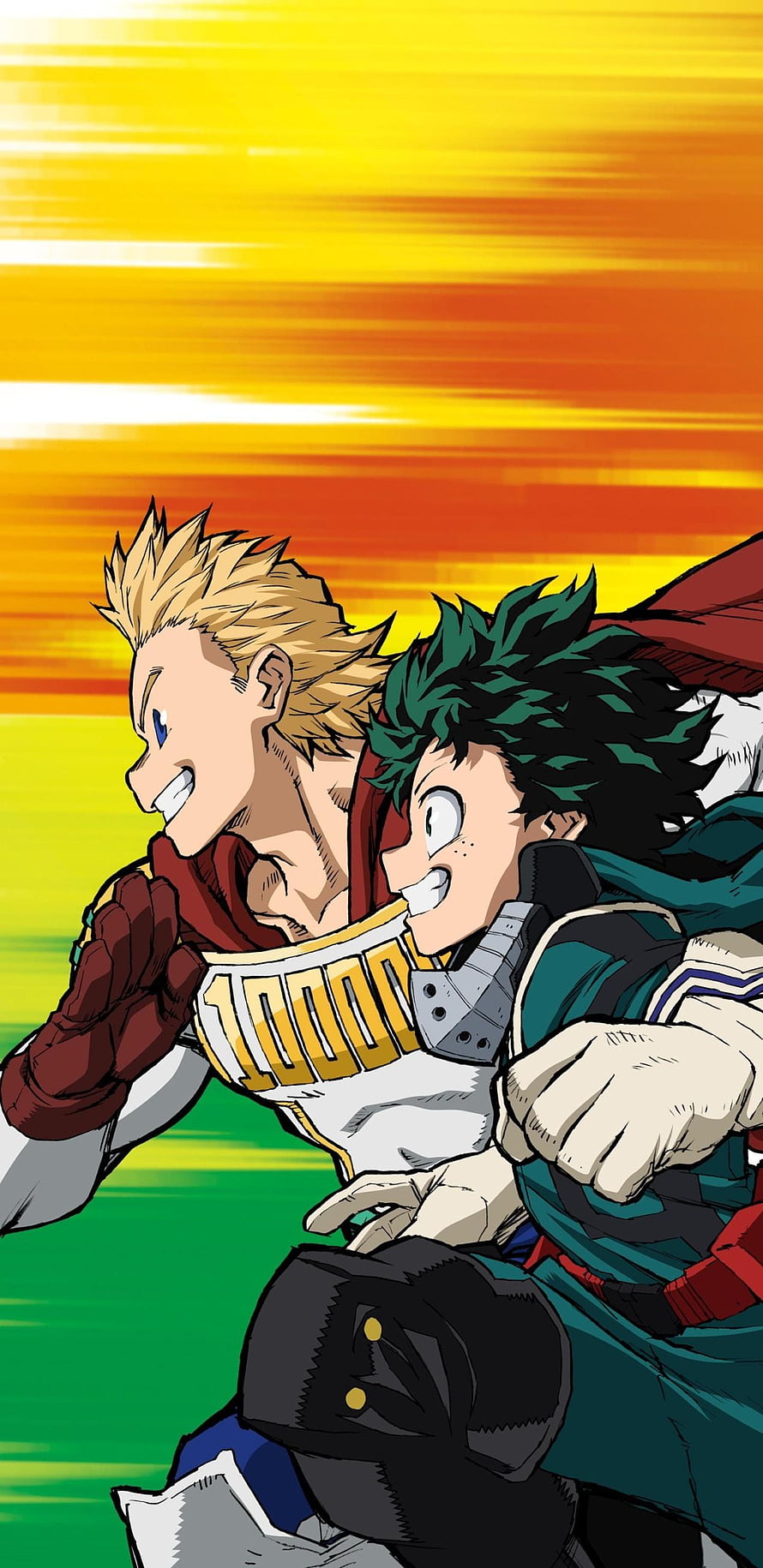 My Hero Academia: Lemillion and Deku Running Together at Sunset HD phone wallpaper