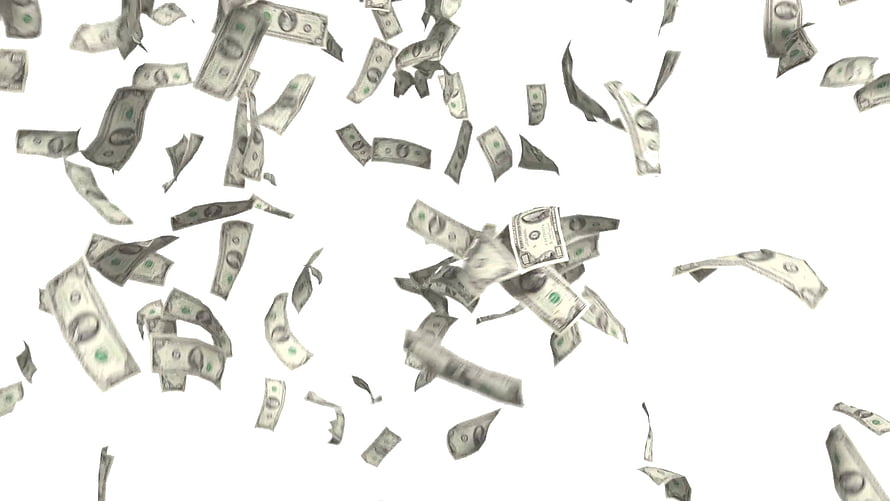 US Dollar Bills Scattering and Falling Against a Clean White Background HD wallpaper