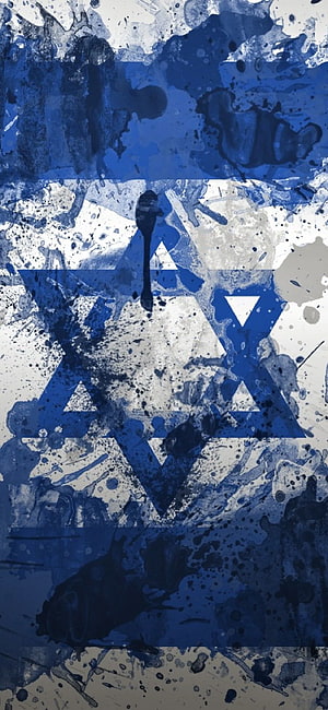 Abstract Watercolor Star of David on Blue and White Background HD phone wallpaper