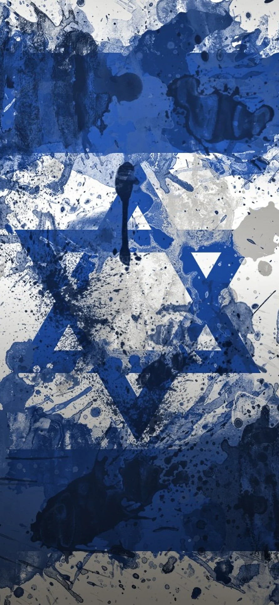 Abstract Watercolor Star of David on Blue and White Background HD phone wallpaper