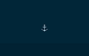 Minimalist white anchor icon centered on a deep navy blue background HD wallpaper