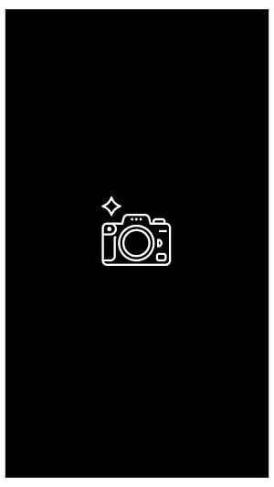 Minimalist White Camera Icon on Black Background for Social Media Highlights HD phone wallpaper