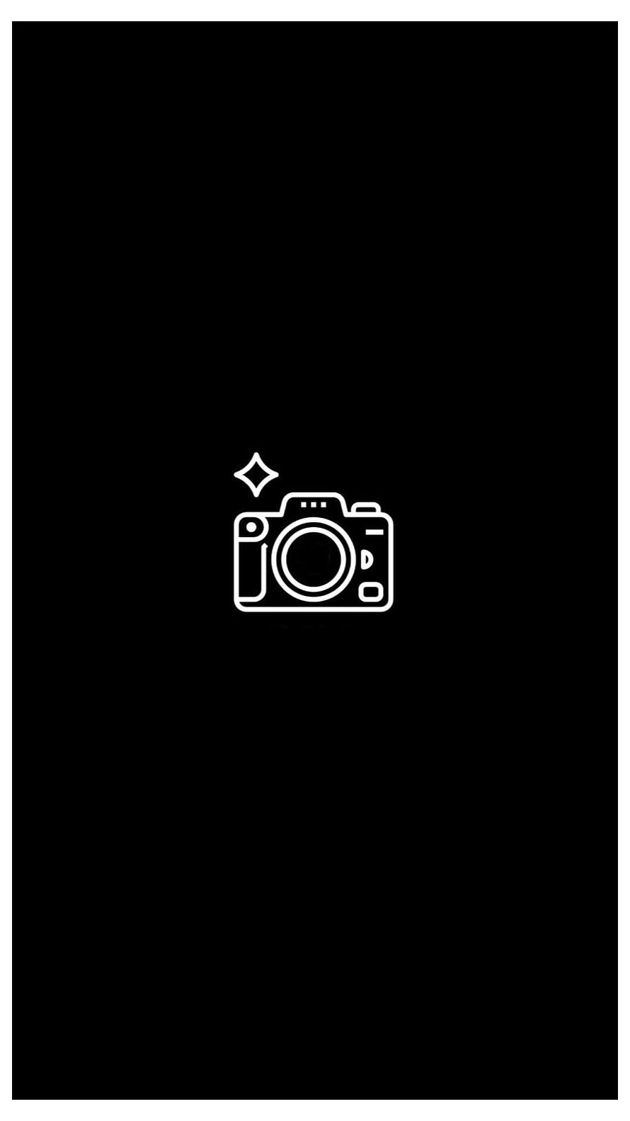Minimalist White Camera Icon on Black Background for Social Media Highlights HD phone wallpaper