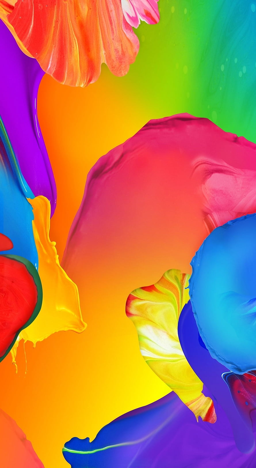 Vibrant Liquid Paint Abstract Art with Swirling Colorful Blobs and Fluid Motion HD phone wallpaper