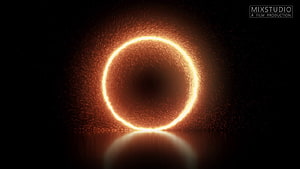 Doctor Strange Glowing Orange Portal Ring with Sparks and Reflection HD wallpaper