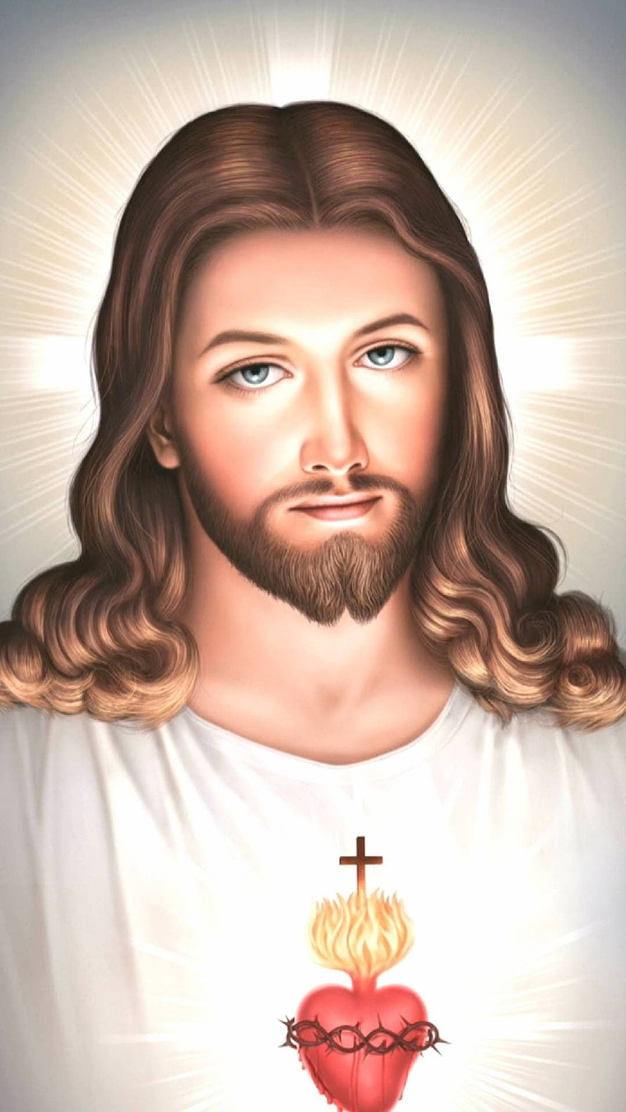 Sacred Portrait of Jesus Christ with Sacred Heart and Divine Radiance HD phone wallpaper
