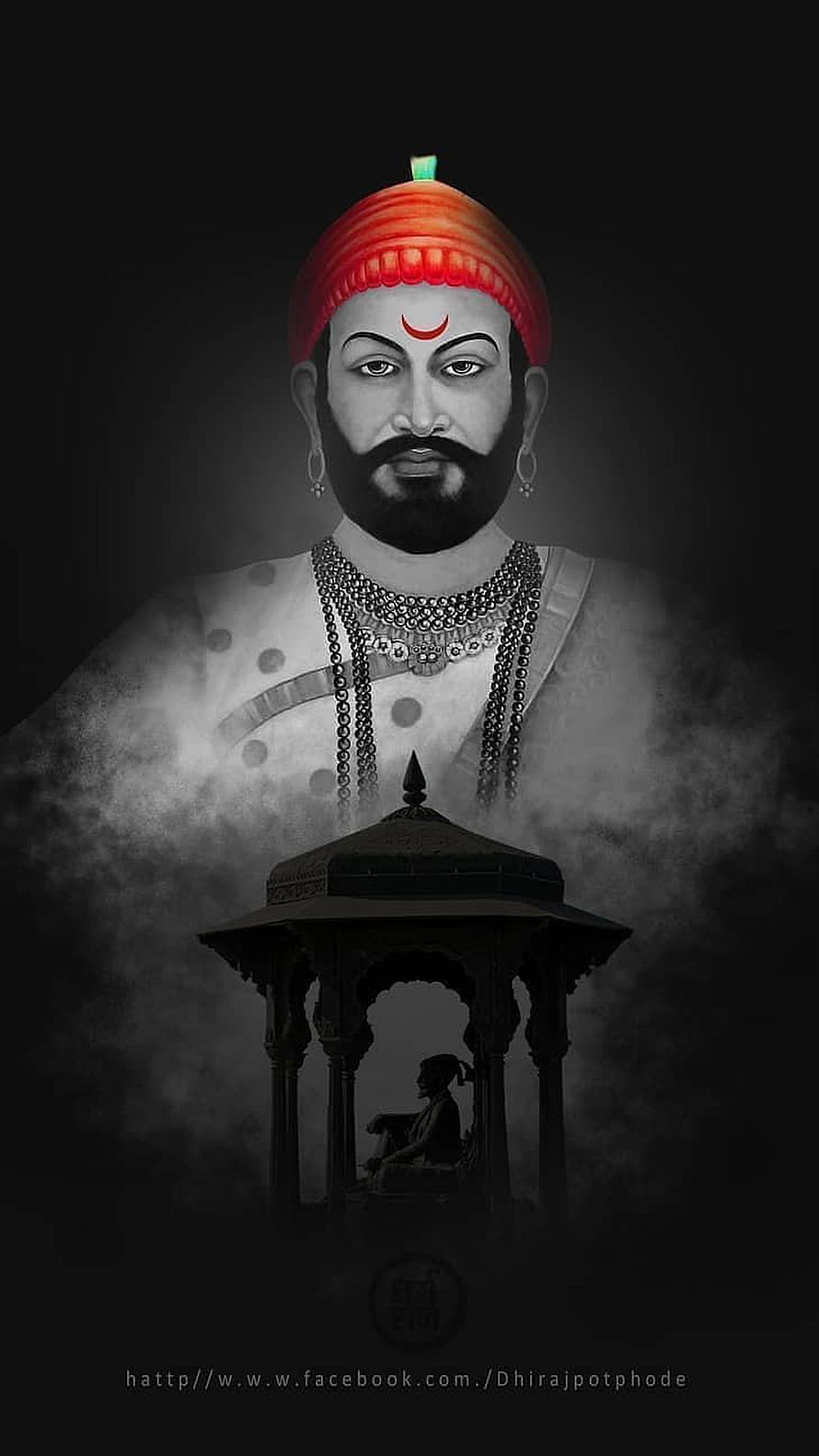 Chhatrapati Shivaji Maharaj Portrait with Turban and Crescent Mark HD phone wallpaper