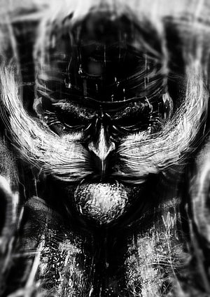 Whitebeard One Piece Portrait in Dramatic Black and White Digital Art Style HD phone wallpaper