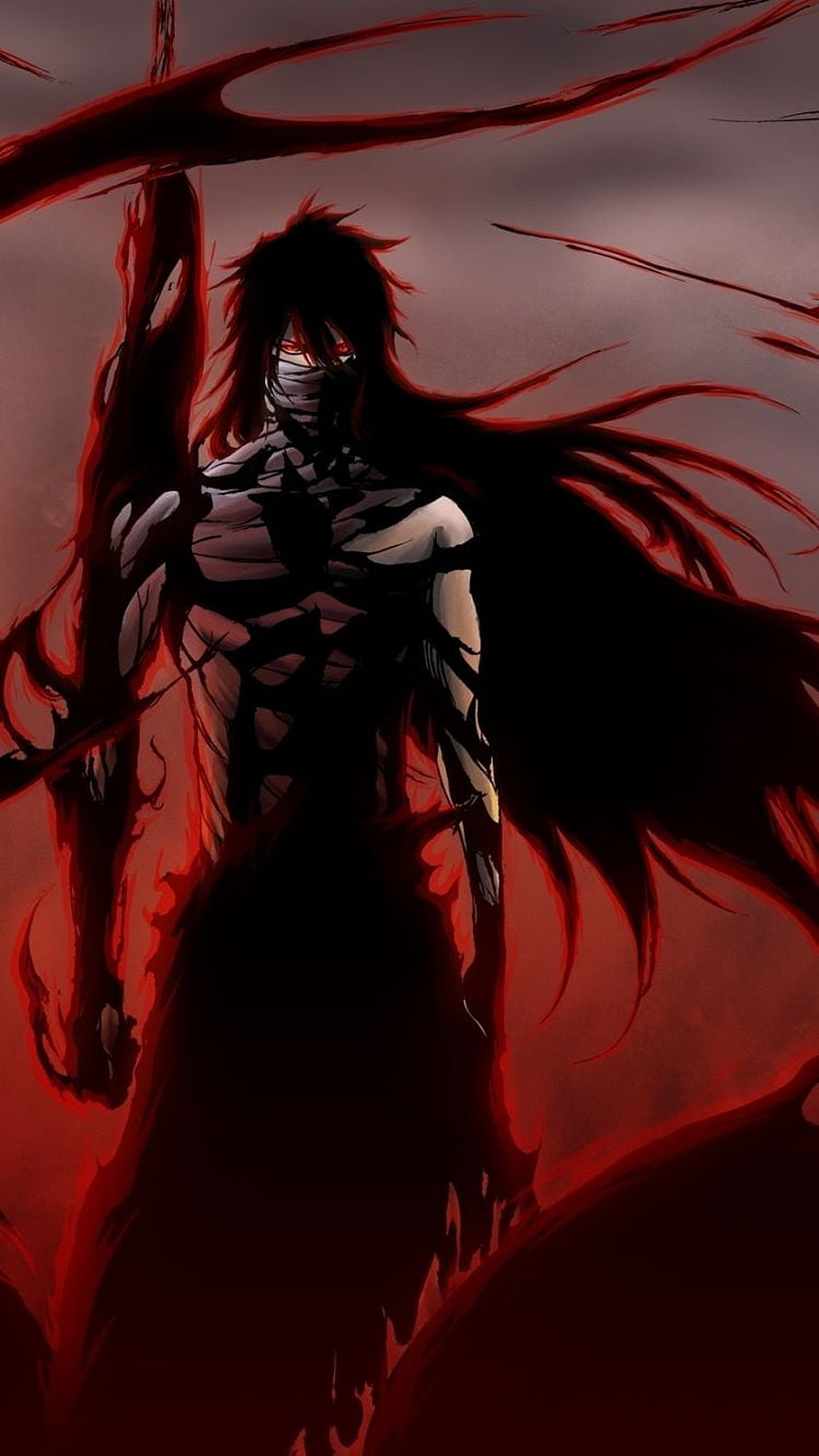 Bleach Hollow Ichigo Dark Anime Character with Red Energy Aura HD phone wallpaper
