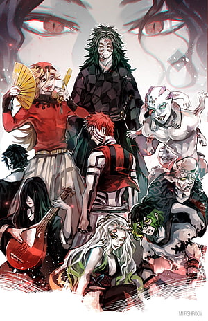 Demon Slayer Upper Moon Demons Group Illustration with Akaza and Muzan HD phone wallpaper