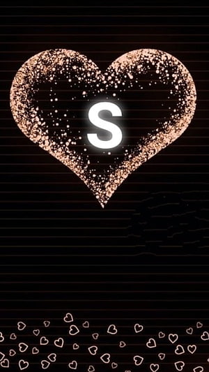 Sparkling Gold Heart With Letter S On Black Background HD phone wallpaper