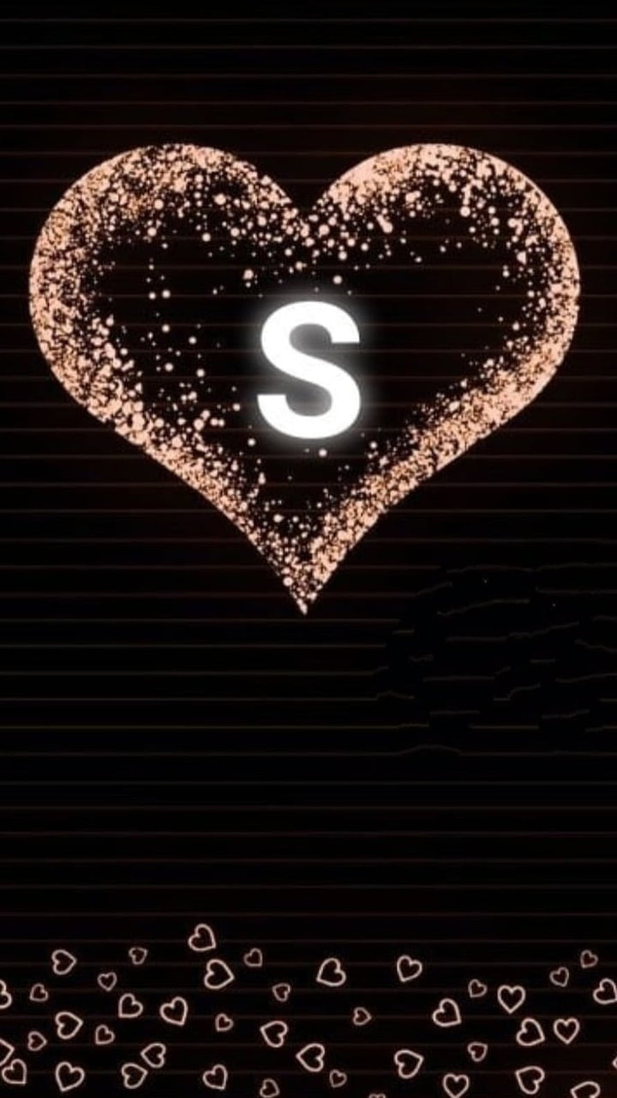 Sparkling Gold Heart With Letter S On Black Background HD phone wallpaper