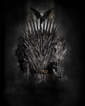 The Iron Throne from Game of Thrones with a raven perched atop the swords HD phone wallpaper