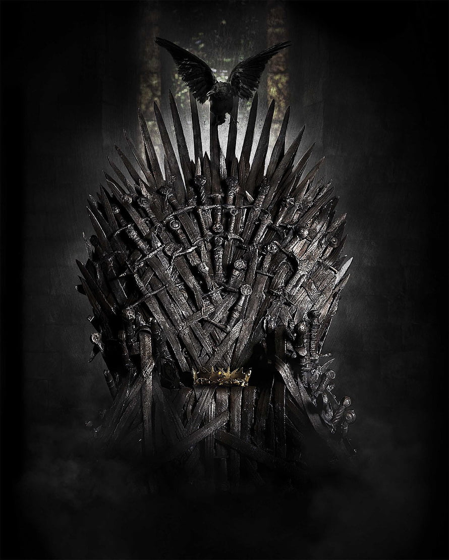 The Iron Throne from Game of Thrones with a raven perched atop the swords HD phone wallpaper
