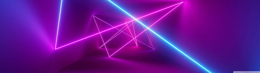 Abstract Geometric Laser Beams in Purple and Blue Neon Light HD wallpaper