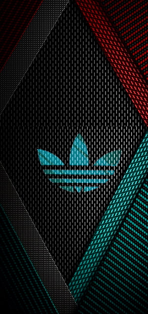 Adidas Trefoil Logo on Black Mesh with Red and Teal Diagonal Stripes HD phone wallpaper