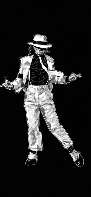 Michael Jackson Smooth Criminal Black and White Sketch Illustration HD phone wallpaper