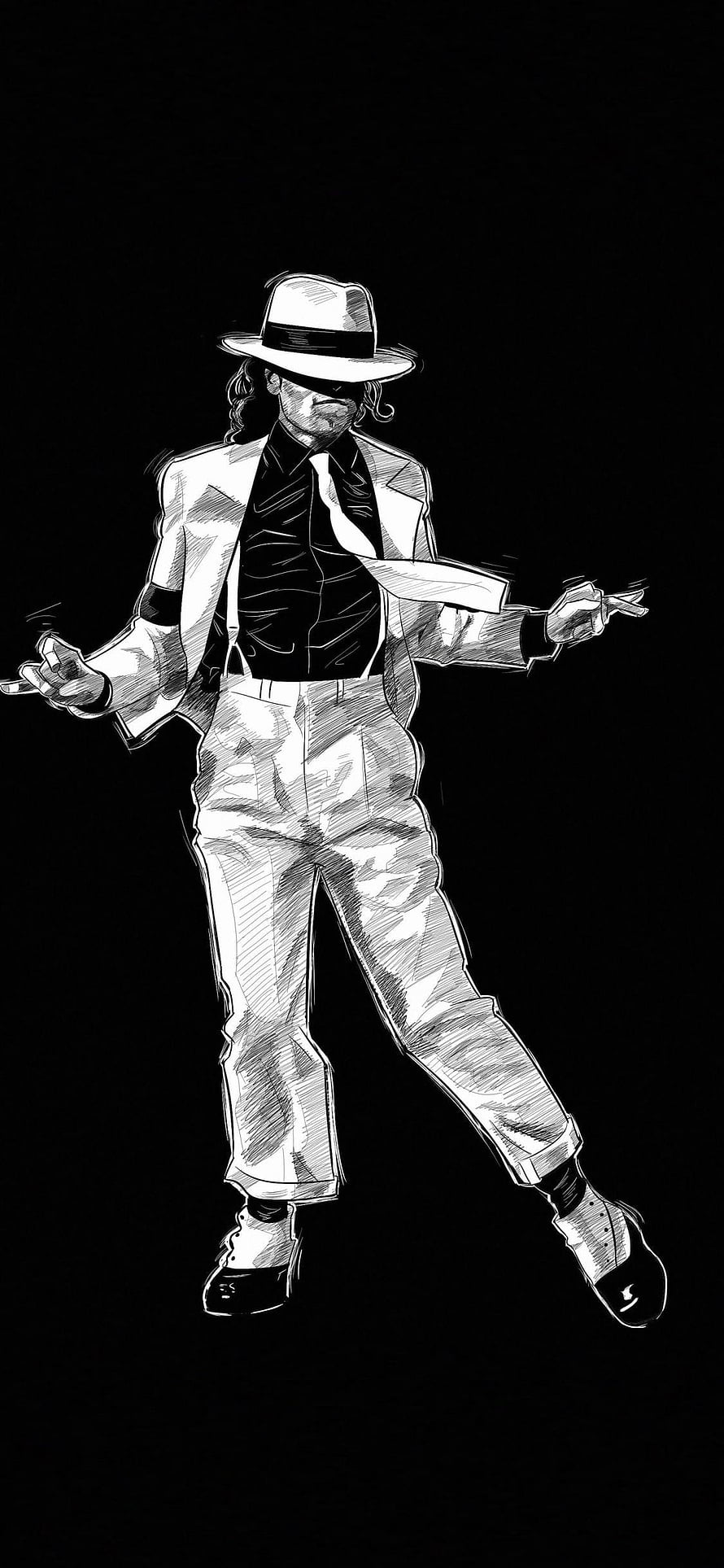 Michael Jackson Smooth Criminal Black and White Sketch Illustration HD phone wallpaper