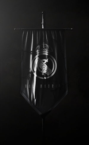 Real Madrid Black Banner with Hala Madrid Text and Club Crest on Dark Background HD phone wallpaper