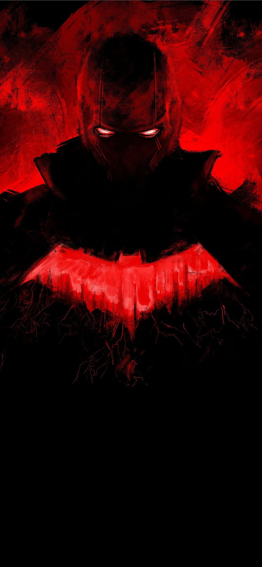 Red Hood and Batman Dark Red Digital Art Portrait HD phone wallpaper