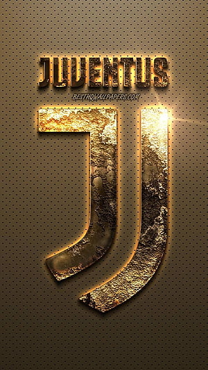 Juventus Gold Metallic Logo on Perforated Dark Background HD phone wallpaper