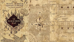 Harry Potter Marauder's Map with Hogwarts Castle Illustration and Character Names HD wallpaper