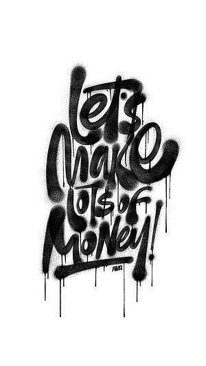 Black Spray Paint Graffiti Typography with Dripping Ink Effect on White Background HD phone wallpaper