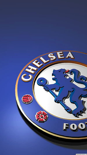 Chelsea FC Crest 3D Emblem on Deep Blue Background HD phone wallpaper