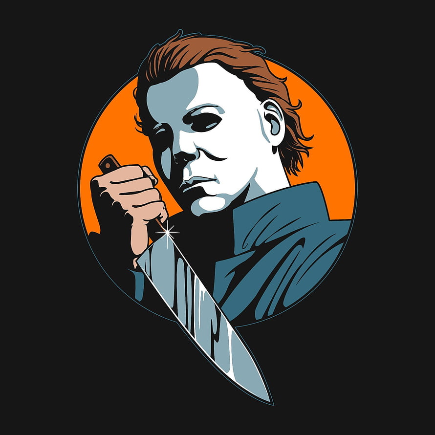 Michael Myers Halloween Horror Illustration with Knife and White Mask HD phone wallpaper