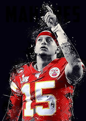 Patrick Mahomes Kansas City Chiefs Number 15 Red Jersey Artistic Portrait HD phone wallpaper