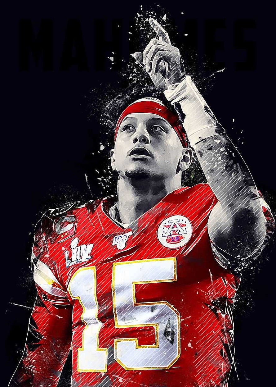 Patrick Mahomes Kansas City Chiefs Number 15 Red Jersey Artistic Portrait HD phone wallpaper
