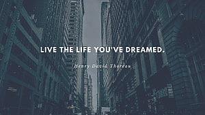 Motivational Cityscape Quote Wallpaper with Thoreau Text Overlay HD wallpaper