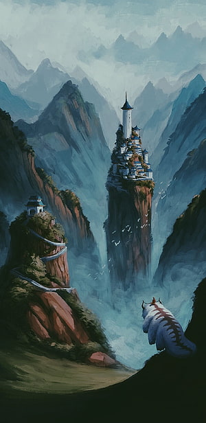 Avatar The Last Airbender Fantasy Mountain Temple and Spirit Beast Concept Art HD phone wallpaper