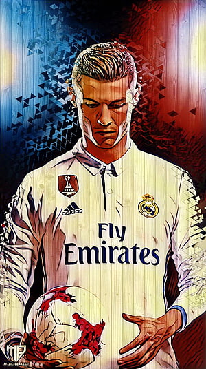 Cristiano Ronaldo Real Madrid Digital Art Portrait with Soccer Ball HD phone wallpaper