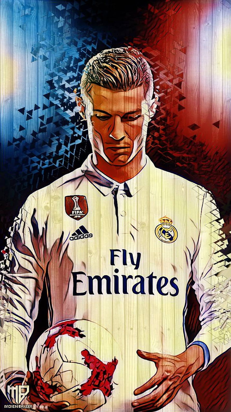 Cristiano Ronaldo Real Madrid Digital Art Portrait with Soccer Ball HD phone wallpaper