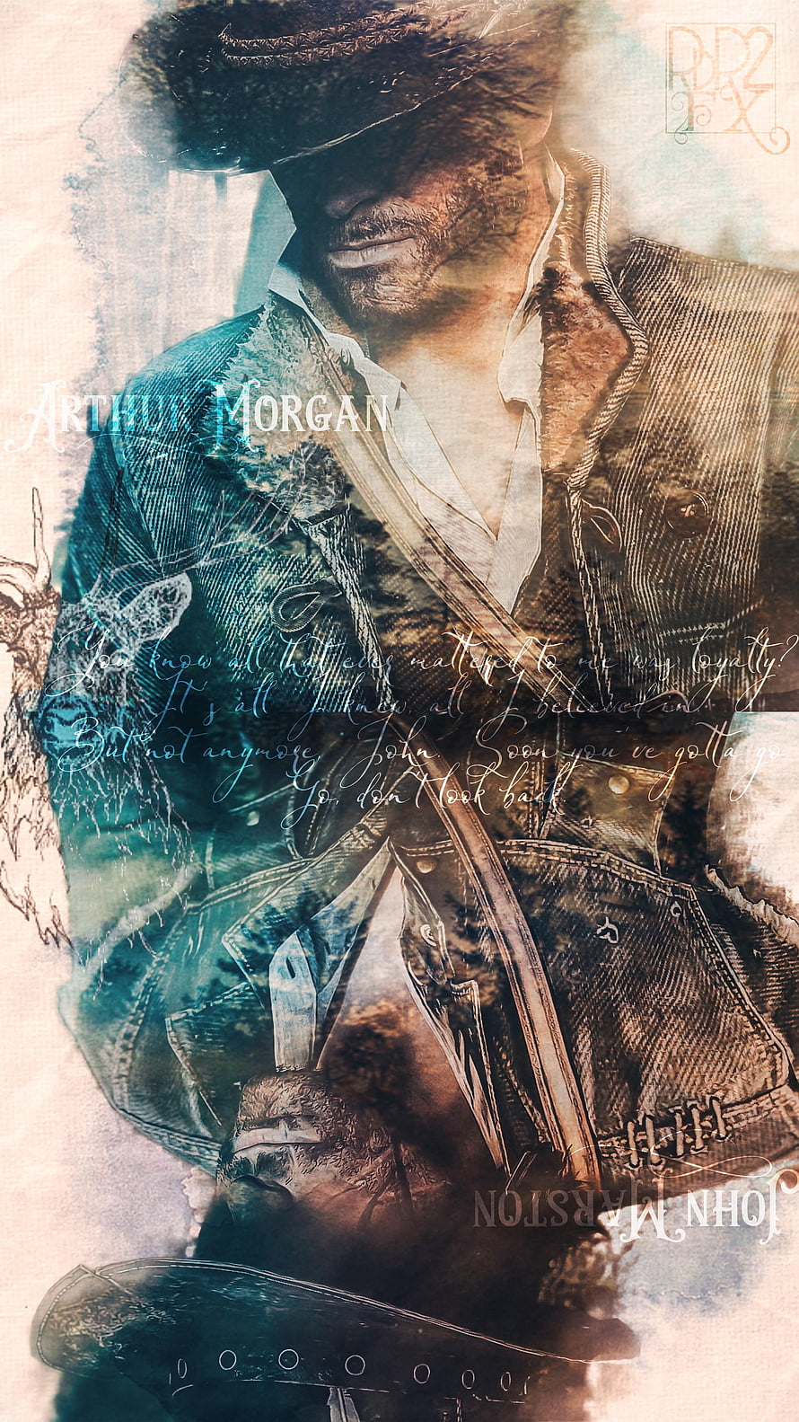 Arthur Morgan and John Marston Watercolor Artwork from Red Dead Redemption HD phone wallpaper