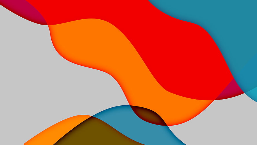 Vibrant Abstract Wave Design with Layered Colorful Shapes on Gray Background HD wallpaper