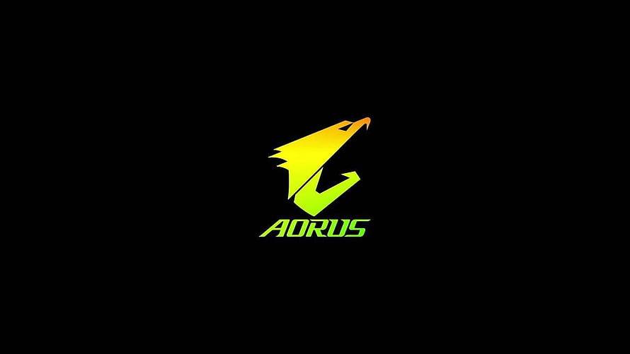 AORUS Gaming Brand Logo with Gradient Eagle Emblem on Black Background HD wallpaper